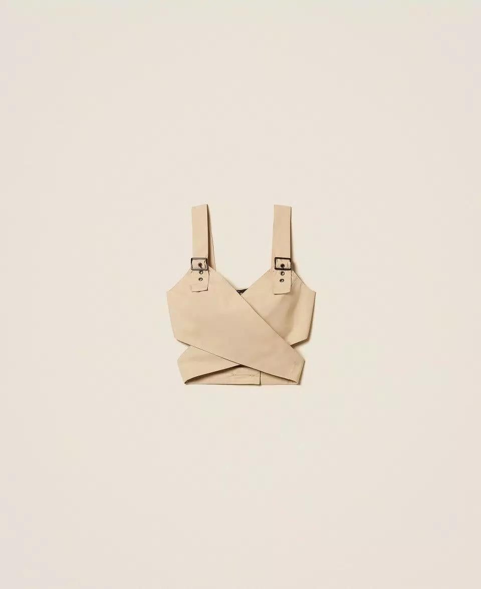 Top Twinset Actitude in popeline con fibbie donna