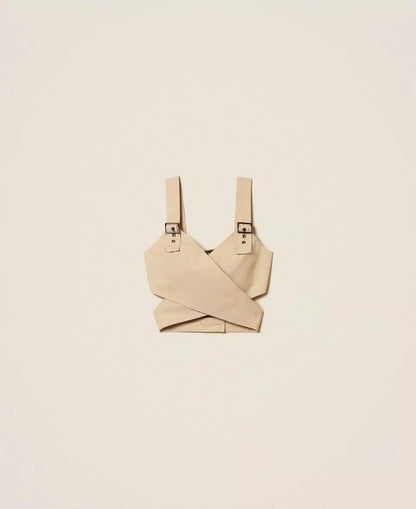 Top Twinset Actitude in popeline con fibbie donna