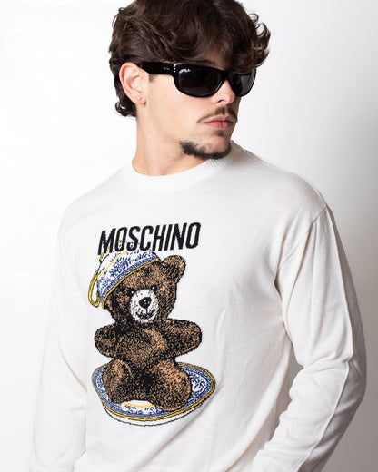 Maglia Moschino in lana con ricamo Teddy Bear