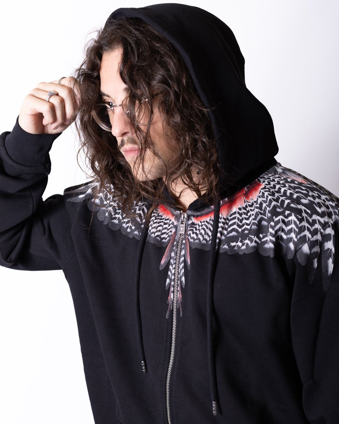 Felpa County of Milan full zip con cappuccio "Iconic Wings"