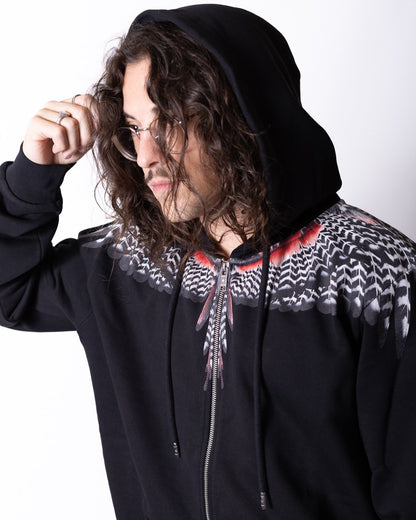 Felpa County of Milan full zip con cappuccio "Iconic Wings"