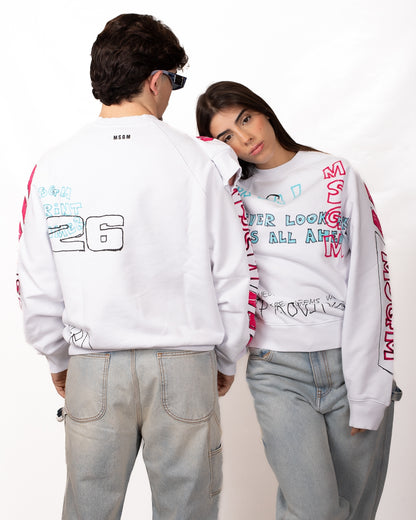 Felpa MSGM girocollo con stampe all-over