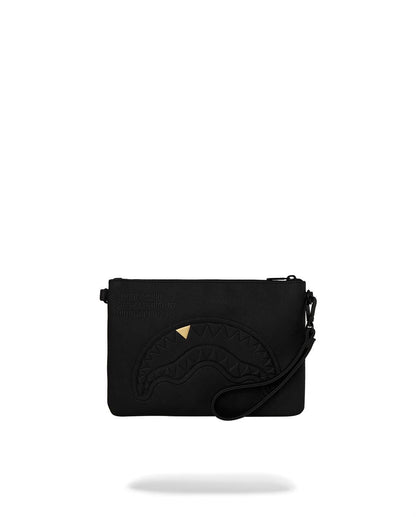 Pochette Sprayground nero BLACKED OUT EMBOSSED GOLD TOOTH CROSSOVER CLUTCH con tracolla