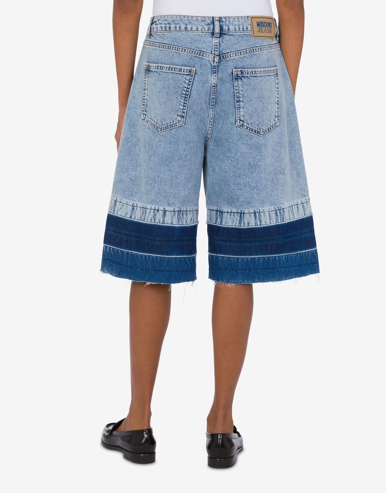 Bermuda Moschino Jeans in denim con fondo a contrasto donna