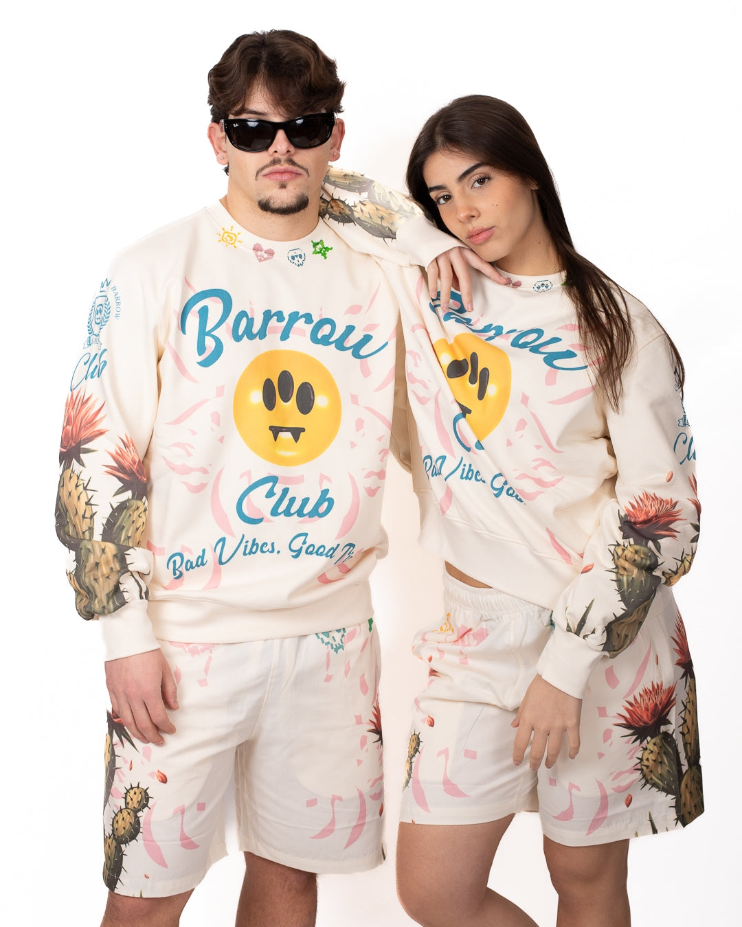 Felpa Barrow girocollo "Bad Vibes, Good Times"
