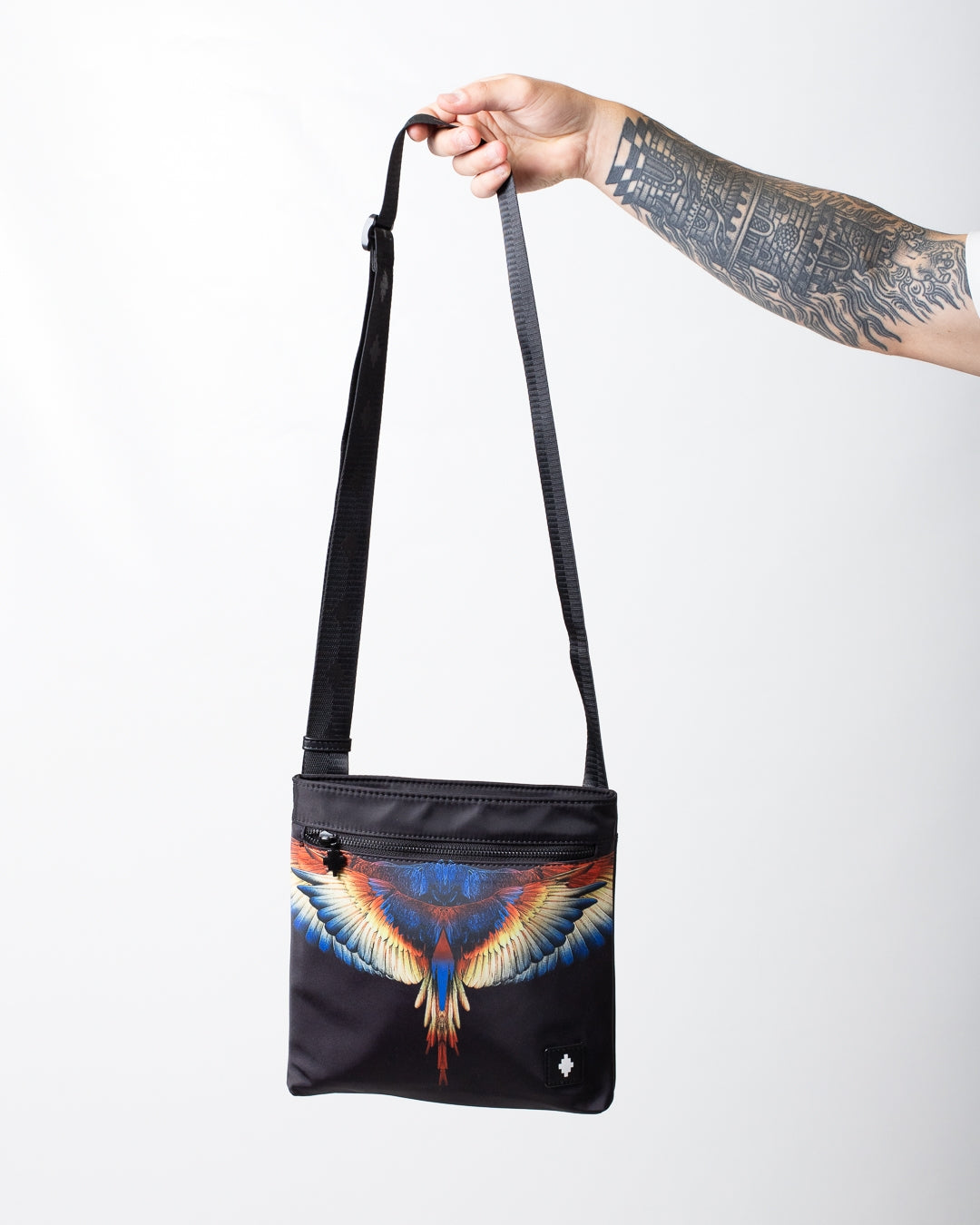 Tracolla Marcelo Burlon in nylon con logo wings colorfull