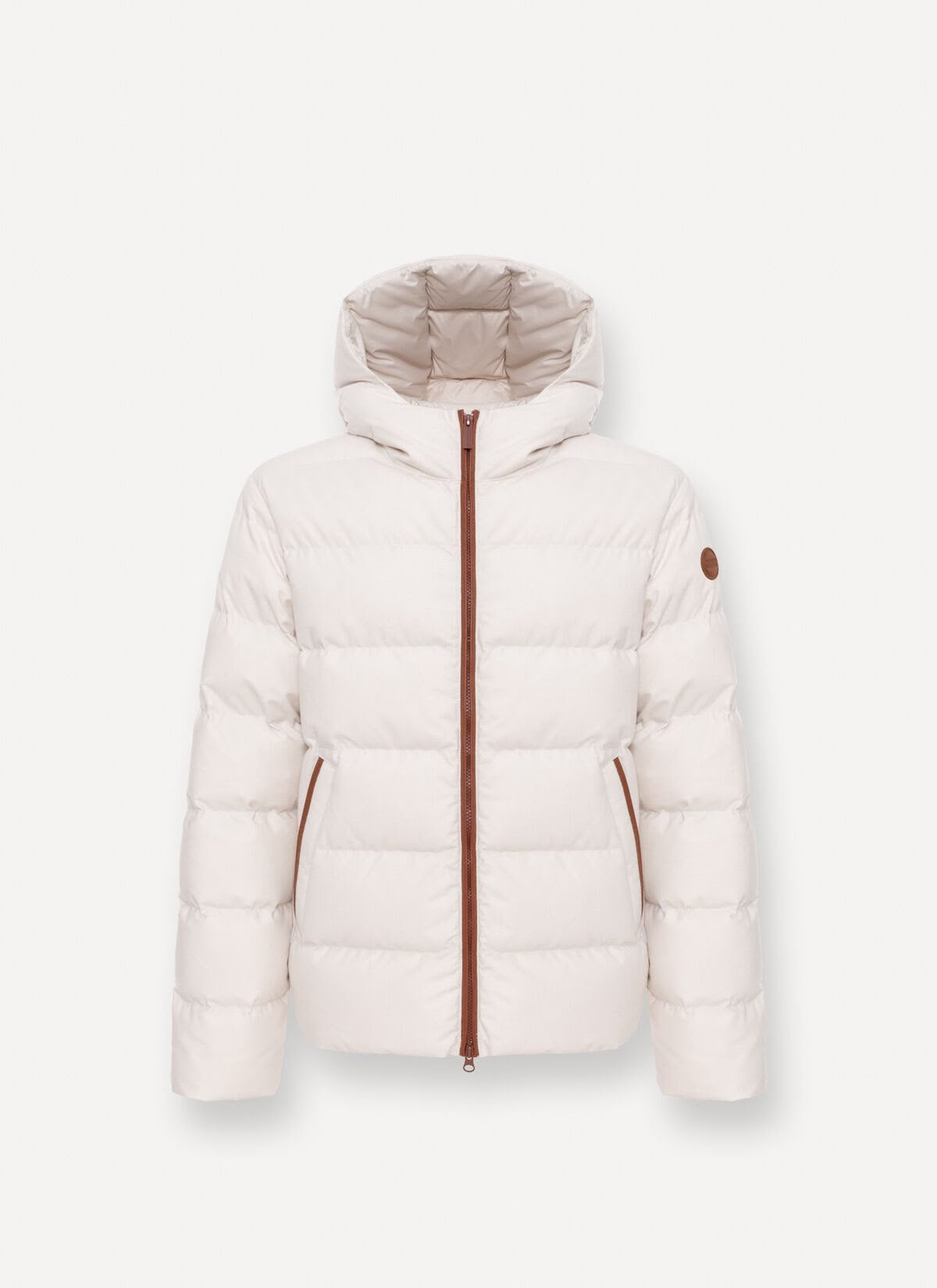 Giubbotto Colmar "Flannel Hooded Down Jacket" con dettagli e logo in pelle