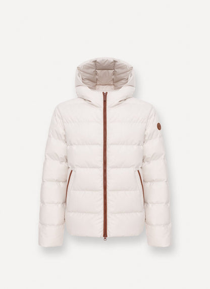 Giubbotto Colmar "Flannel Hooded Down Jacket" con dettagli e logo in pelle