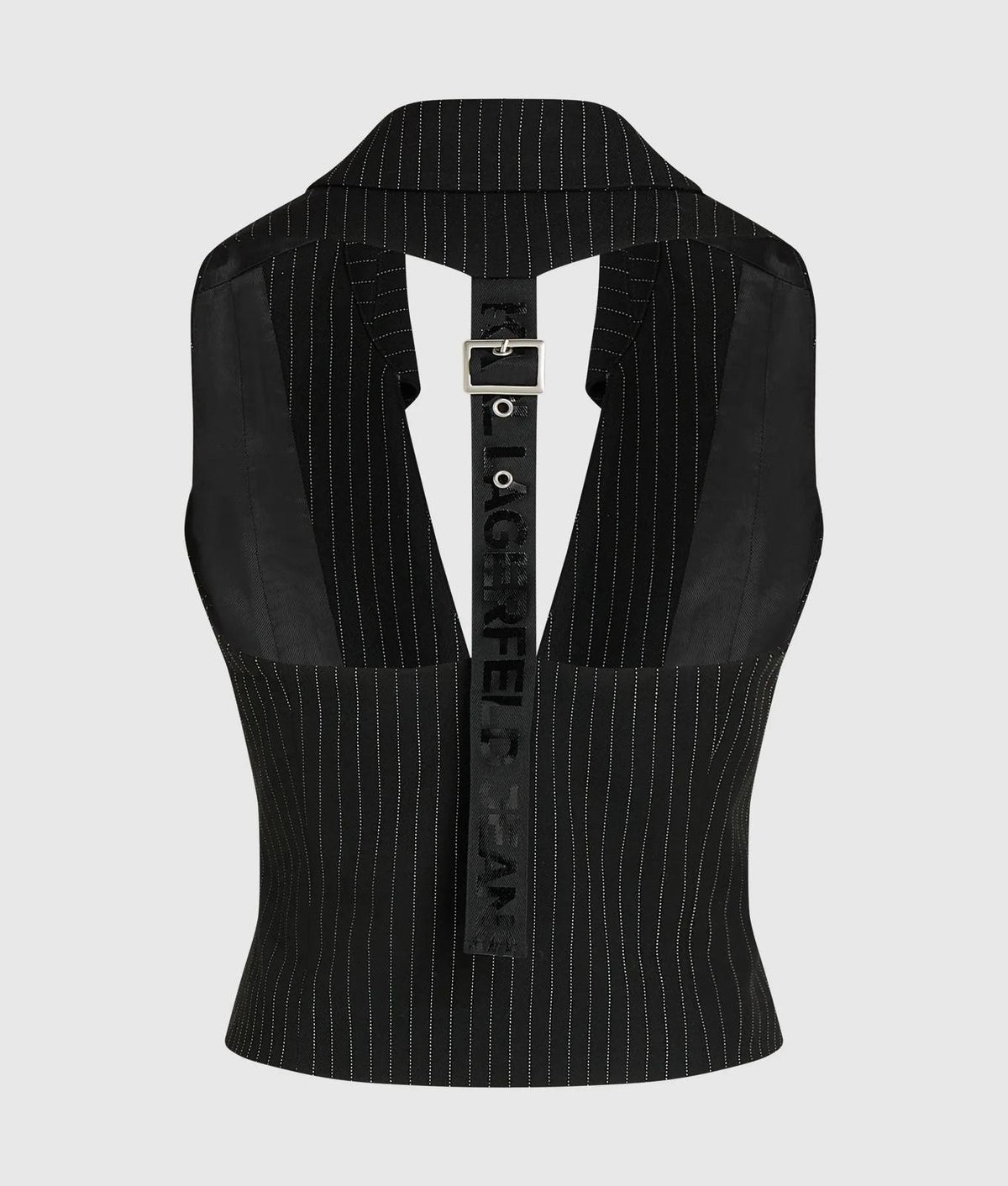 Gilet Karl Lagerfeld Jeans gessato con dettaglio logo sul retro