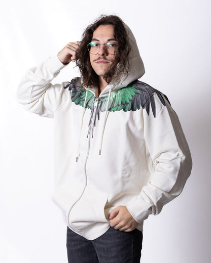 Felpa County of Milan full zip e cappuccio con iconic wings
