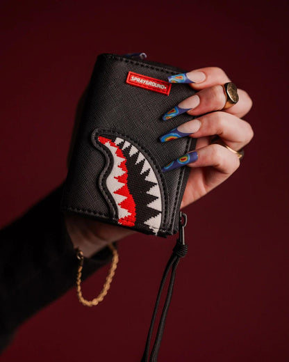 Portafoglio Sprayground nero fly knit mouth zip-out wallet