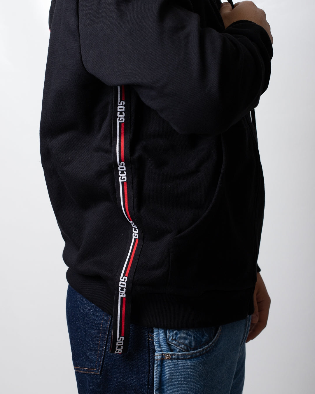 Felpa GCDS fullzip con cappuccio "Logo tape" uomo