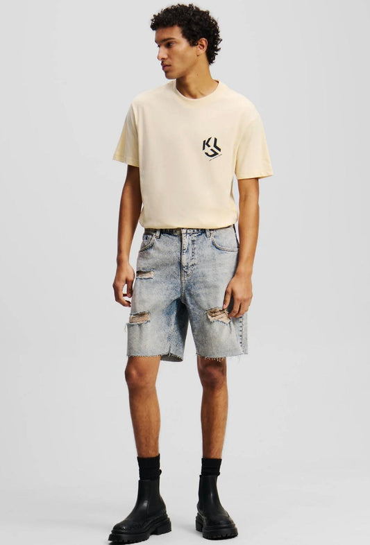 Short Karl Lagerfeld Jeans in denim con tagli uomo
