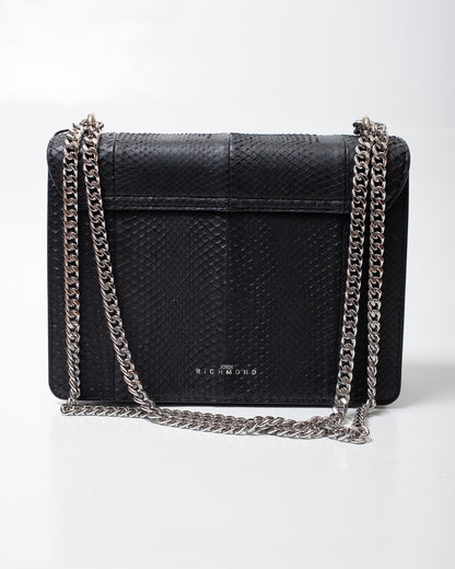 Borsa John Richmond black pitonata con maxi placca donna