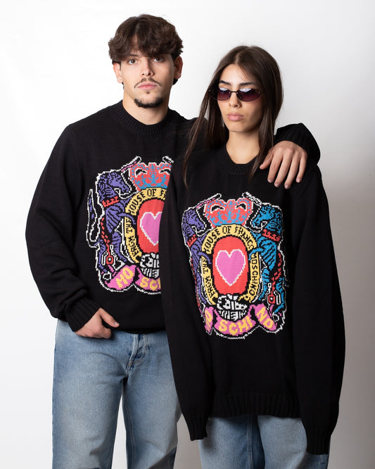 Maglia Moschino girocollo con maxi ricamo