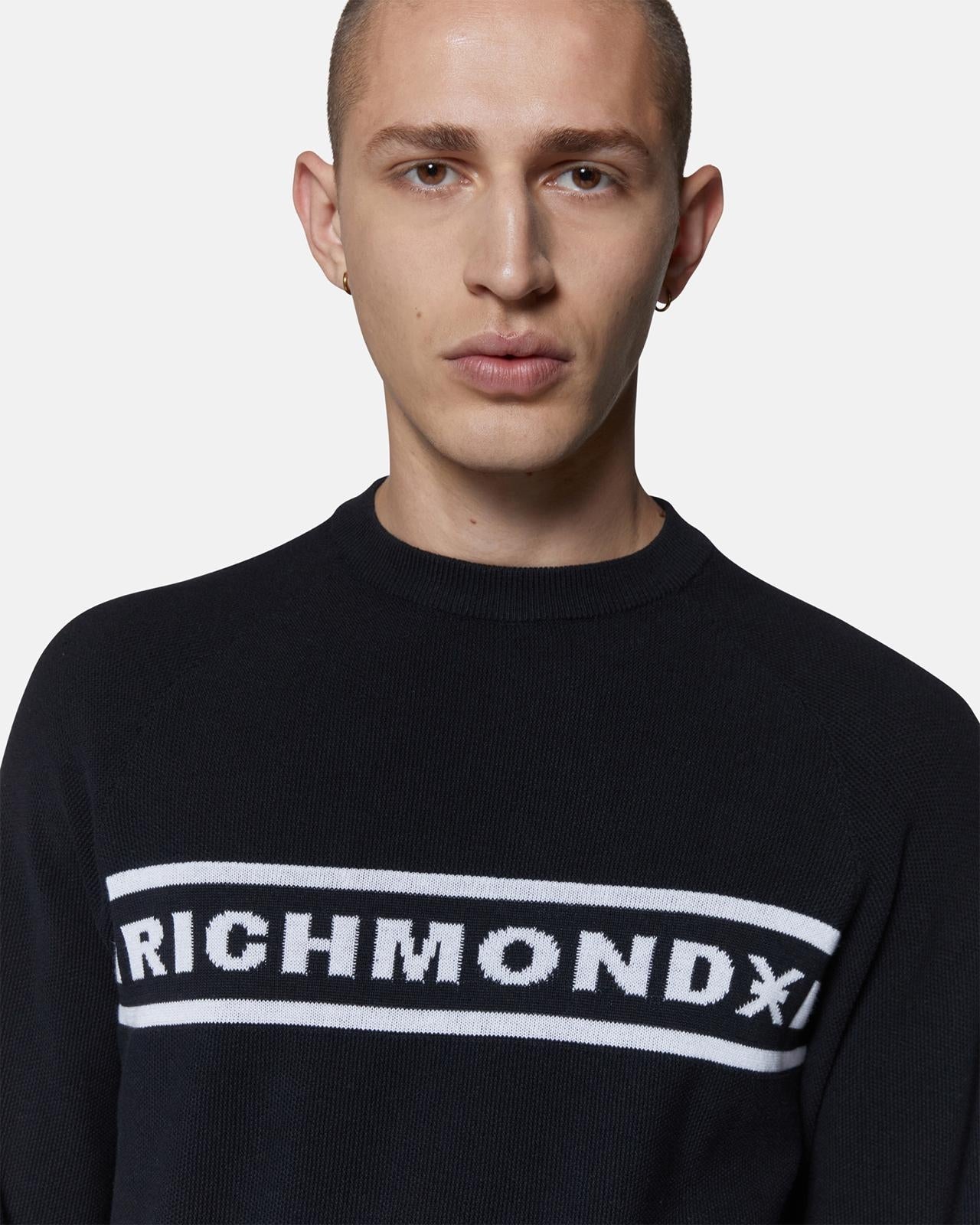 Maglia Richmond X girocollo in piquet con banda logata uomo