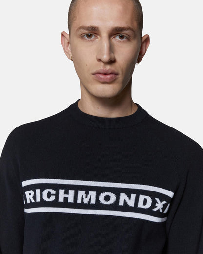 Maglia Richmond X girocollo in piquet con banda logata uomo
