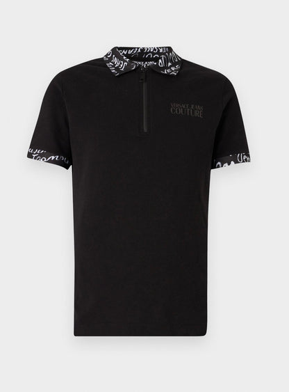 Polo Versace Jeans Couture con colletto logato e zip uomo