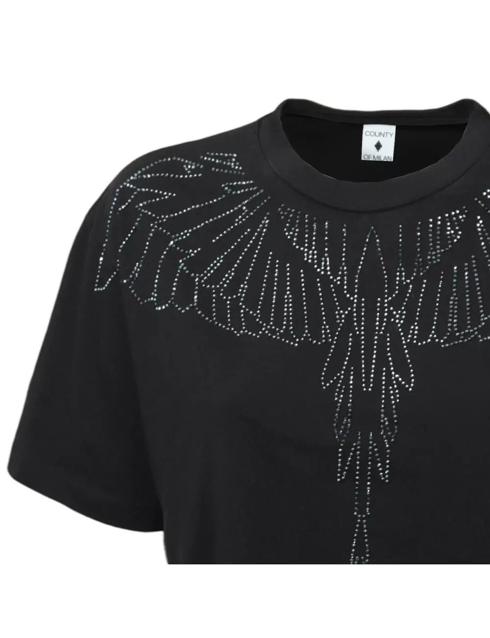 T-Shirt Marcelo Burlon cropped con perline donna