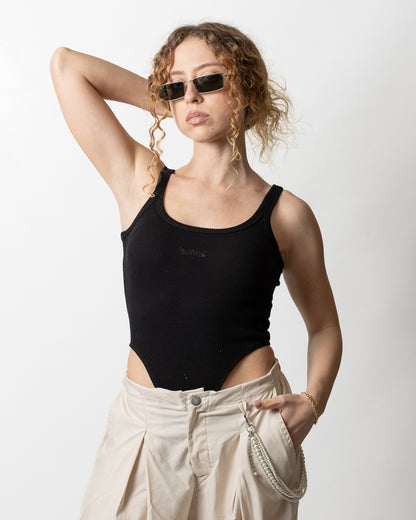 Body Disclaimer in costina con logo strass donna