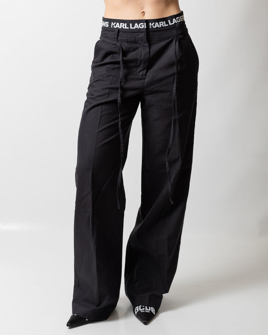Pantalone Karl Lagerfeld Jeans straight con fascia logata donna