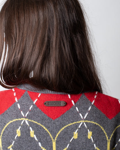 Gilet Moschino "Smiley Capsule" girocollo con ricami all-over