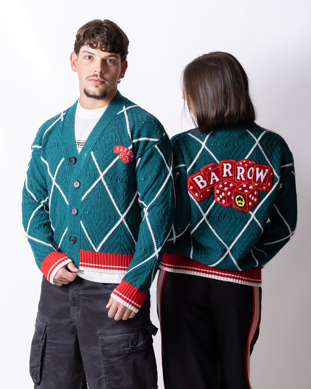 Cardigan Barrow in misto lana con patch