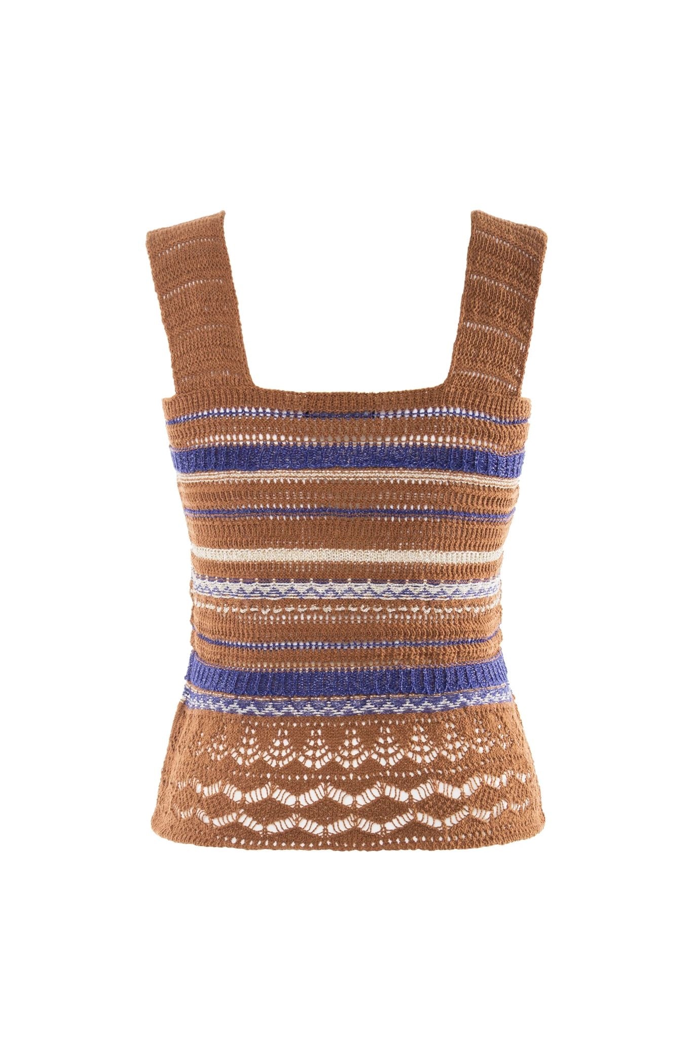 Top Nenette in maglia traforata a righe donna