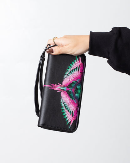 Portafoglio Marcelo Burlon in ecopelle con zip e logo wings