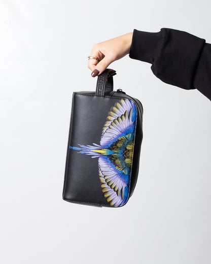 Pochette Marcelo Burlon beauty in ecopelle con logo wings colorfull