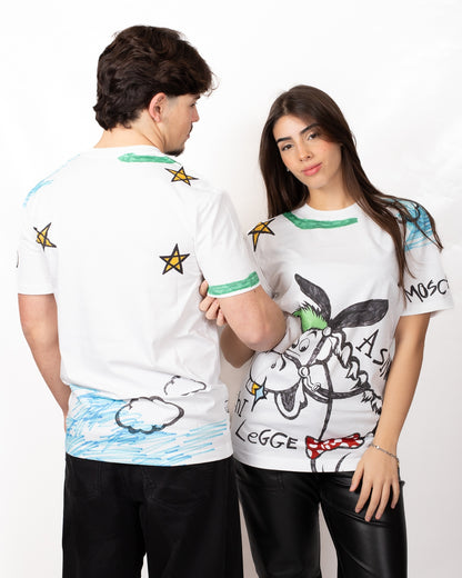 T-Shirt Moschino girocollo con stampa disegno 