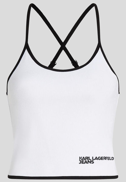 Top Karl Lagerfeld Jeans in costina con dettaglio incrociato donna