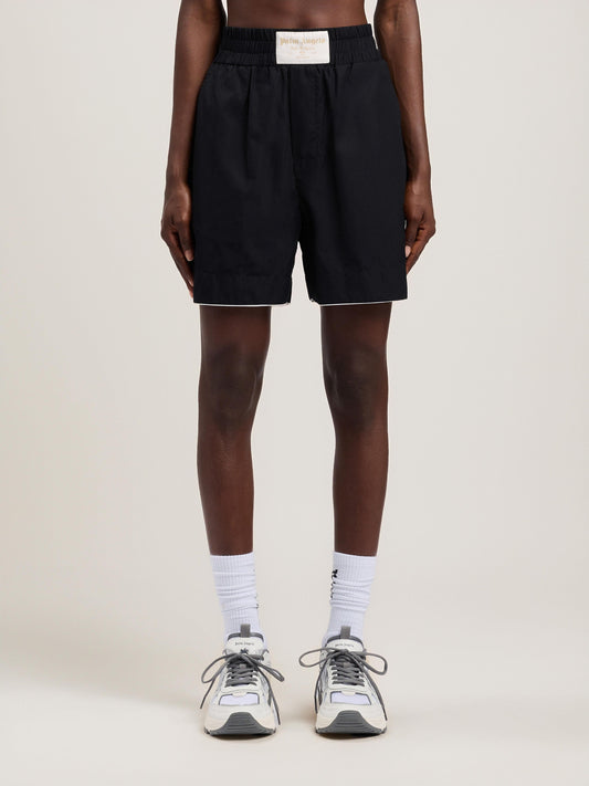 Short Palm Angels in tessuto "Curved Logo" donna