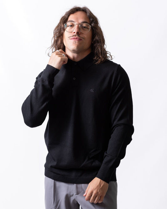 Maglia Calvin Klein polo in lana merino uomo