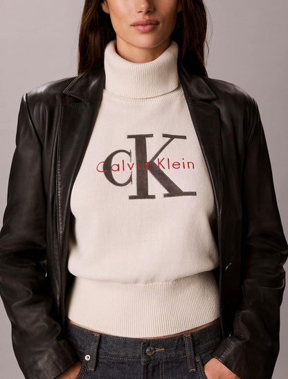 Maglia Calvin Klein Jeans con logo in velluto e ricamo