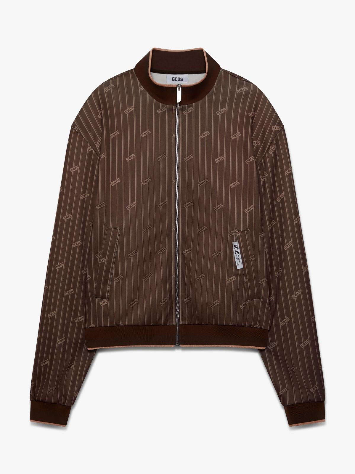Felpa GCDS fullzip in acetato con logo all-over uomo