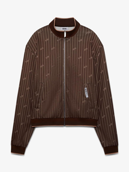 Felpa GCDS fullzip in acetato con logo all-over uomo