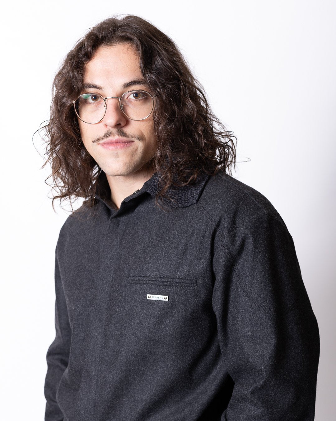 Camicia Iceberg in lana collo in maglia e logo in metallo