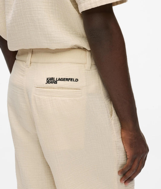 Bermuda Karl Lagerfeld Jeans effetto lino con ricamo uomo