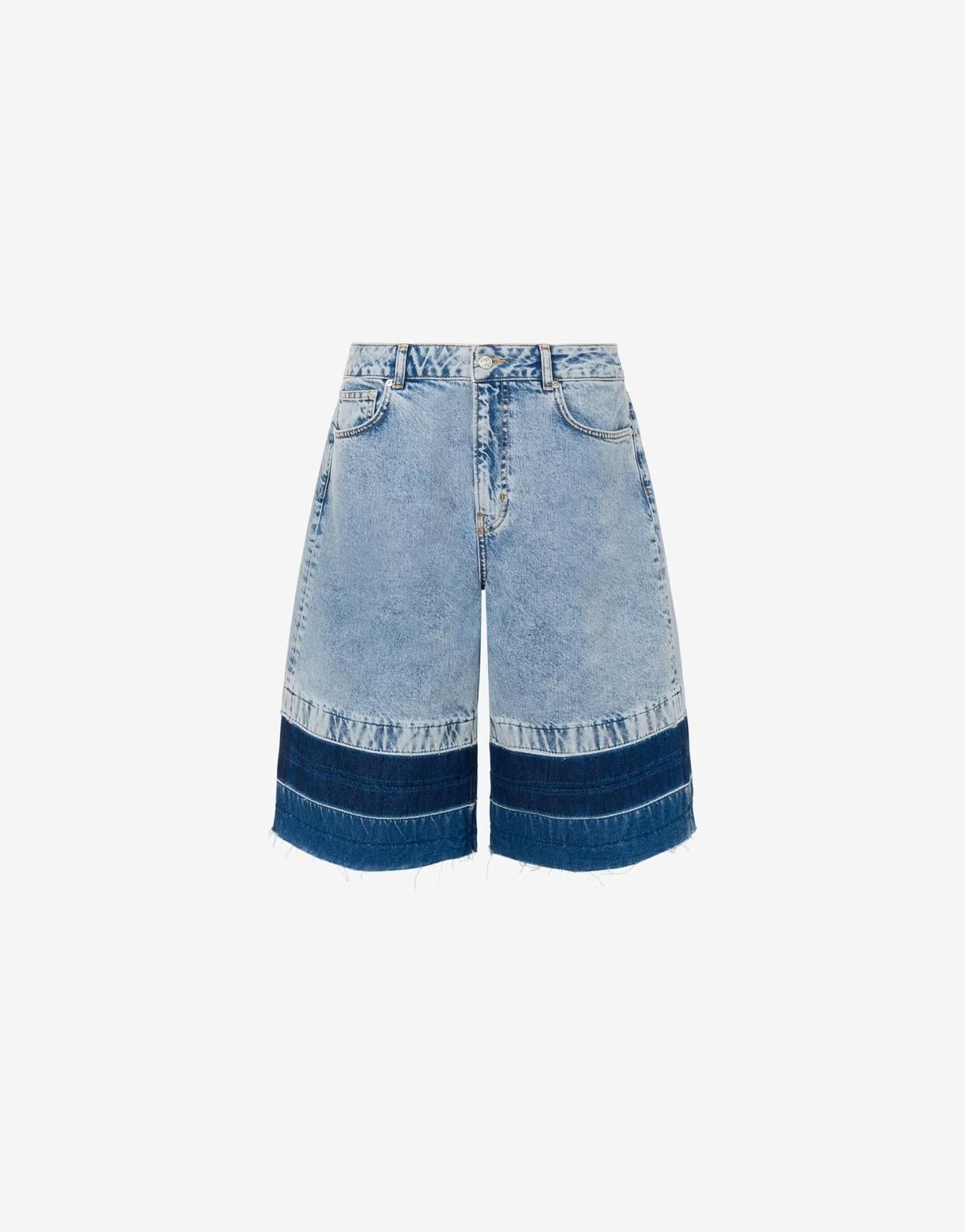 Bermuda Moschino Jeans in denim con fondo a contrasto donna