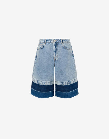 Bermuda Moschino Jeans in denim con fondo a contrasto donna