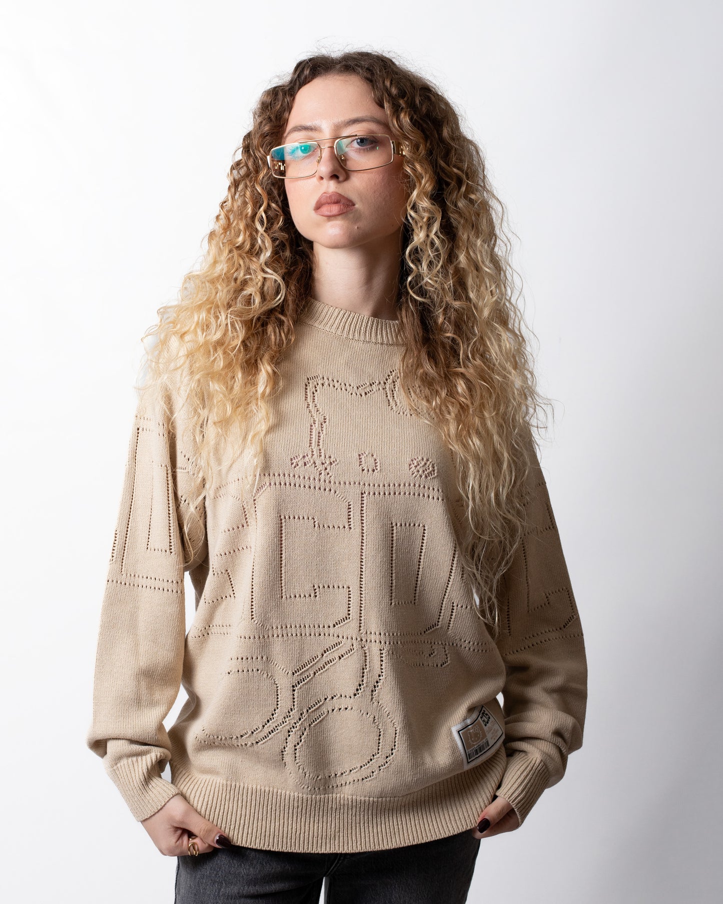 Maglia GCDS x Hello Kitty girocollo con grafiche traforate uomo