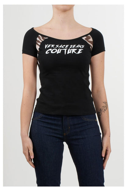 T-Shirt Versace Jeans Couture con logo e trasparenze donna