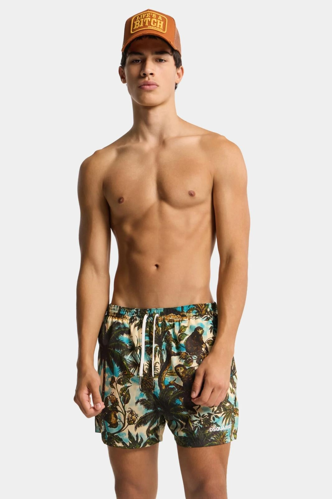 Boxer mare Dsquared2 con stampa tropical uomo