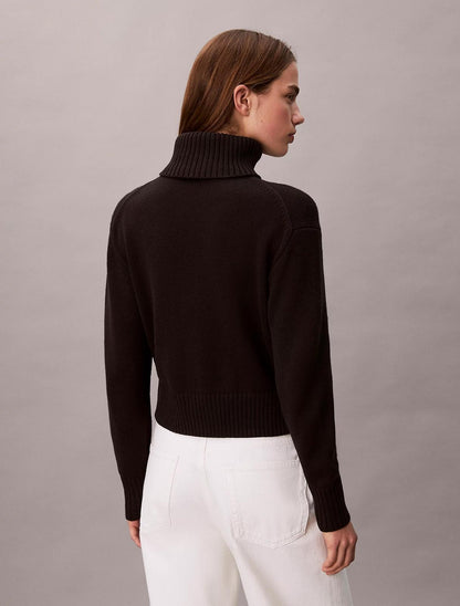 Maglia Calvin Klein dolcevita con logo in spugna donna