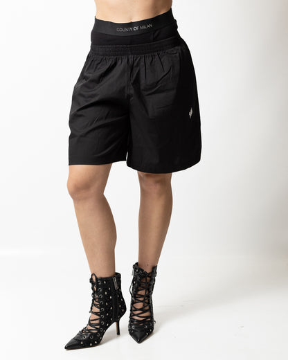 Bermuda Marcelo Burlon in popeline con fascia logata donna