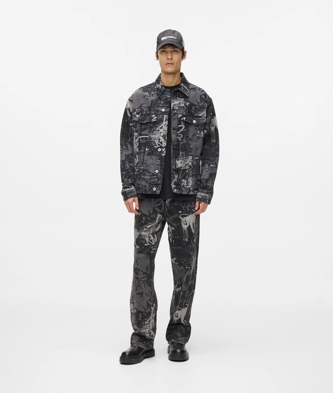 Giubbotto Karl Lagerfeld Jeans in denim stampato uomo
