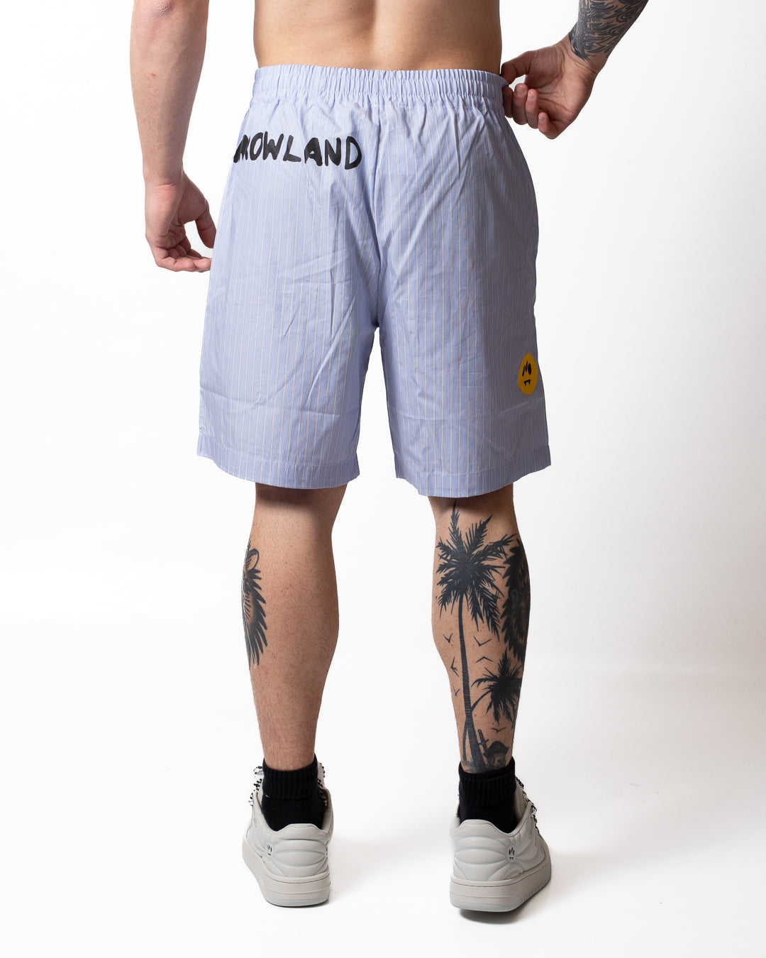 Short Barrow in popeline a strisce con stampe uomo