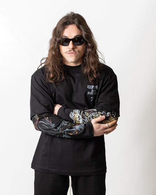 T-Shirt Comme des Fuckdown con doppia manica e stampa uomo