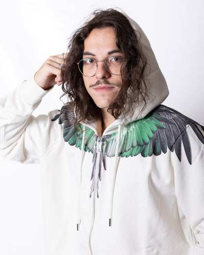 Felpa County of Milan full zip e cappuccio con iconic wings